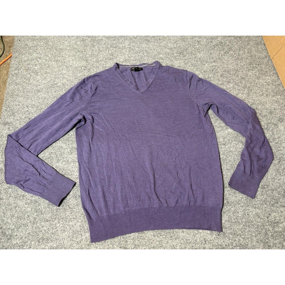 Banana Republic Sweater Mens XLT Purple Cashmere V-Neck Lightweight Pullover